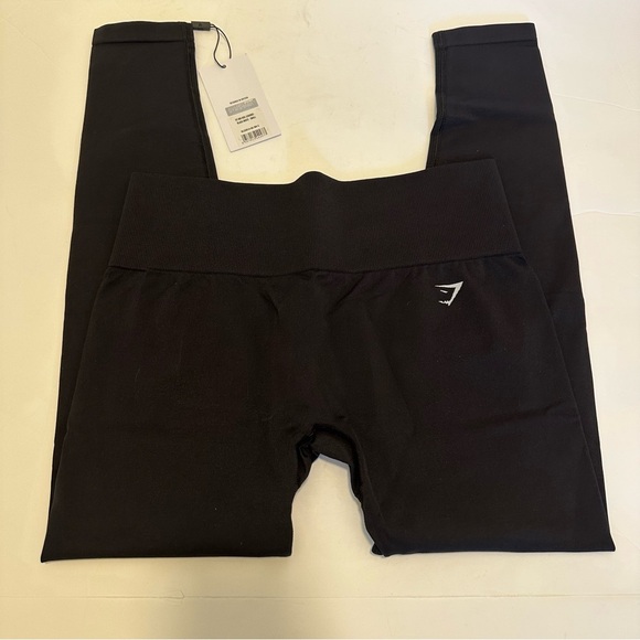 Gymshark Fit Mid Rise Leggings Black/white Size Small - Picture 1 of 8